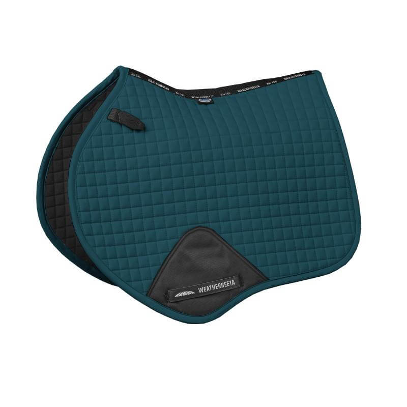 Weatherbeeta Prime Jump Saddle Pad in Reflecting Pond with black trim and mesh spine.