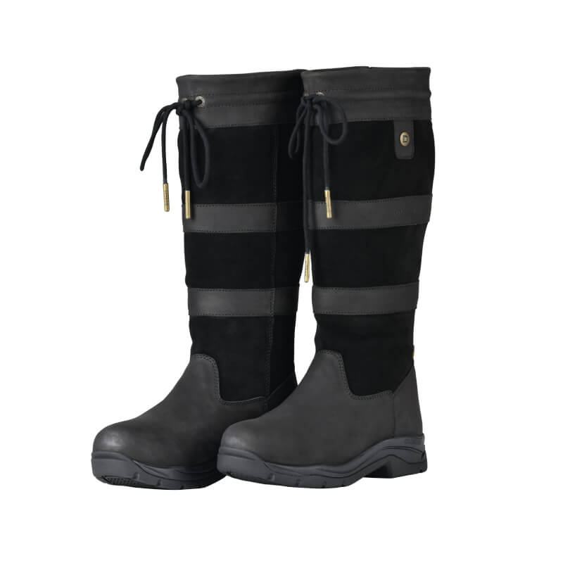 Dublin River Boots IV Black: durable outdoor boots with lace detail and rugged soles by Dublin.