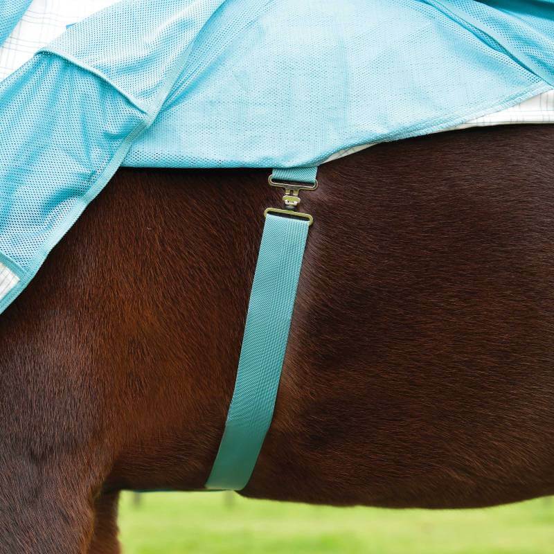 Close-up of a Weatherbeeta Kool Coat Cotton Airstream II Detach-A-Neck on a brown horse.