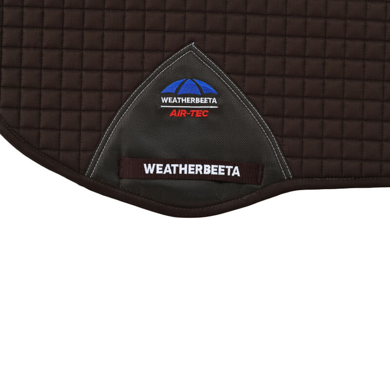 Chocolate Weatherbeeta Prime Air-Tec All Purpose Saddle Pad with logo on white background.