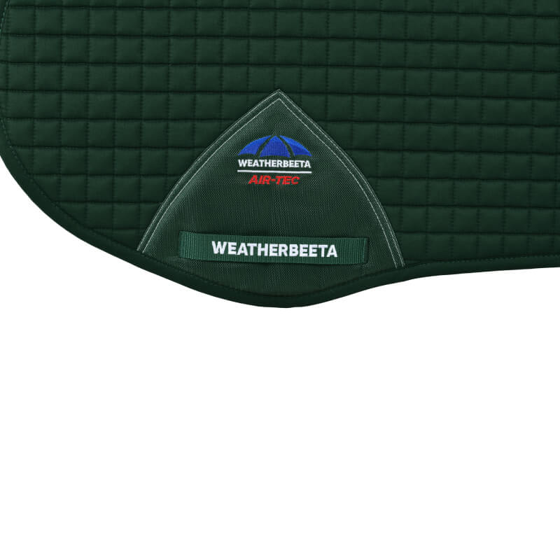 Forest green Weatherbeeta Prime Air-Tec all purpose saddle pad with logo on a triangular patch.