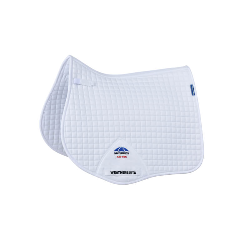 Weatherbeeta Prime Air-Tec All Purpose Saddle Pad in white with brand logo on plain background.