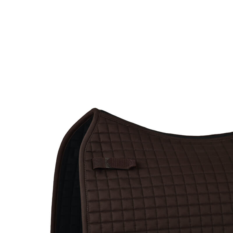 A Weatherbeeta Prime Air-Tec Dressage Saddle Pad in Chocolate on a white background.