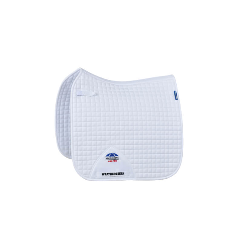 Weatherbeeta Prime Air-Tec Dressage Saddle Pad White: breathable, quilted, with embroidered logo.