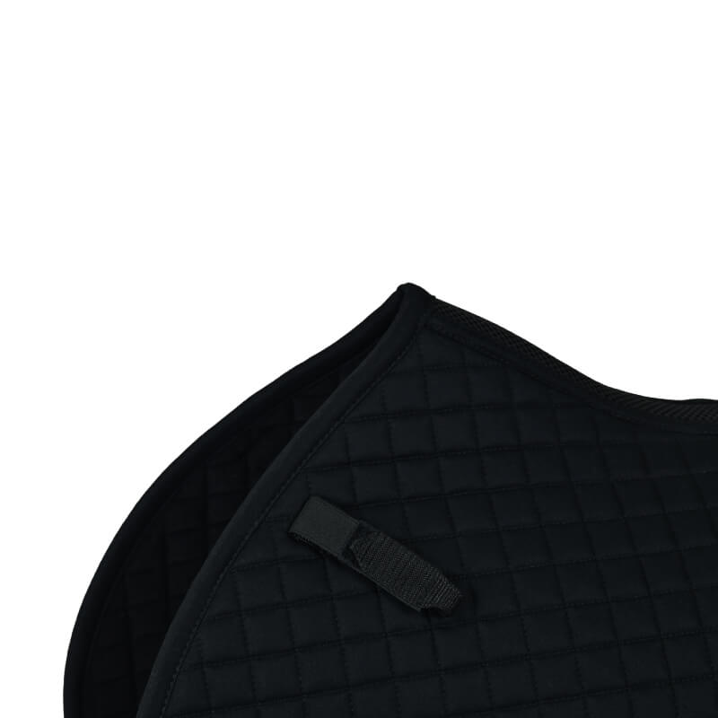 Weatherbeeta Prime Air-Tec Jump Shaped Saddle Pad in black, shown from an angled close-up view.
