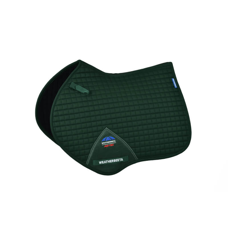 Weatherbeeta Prime Air-Tec Jump Saddle Pad in Forest Green with logo on white background.