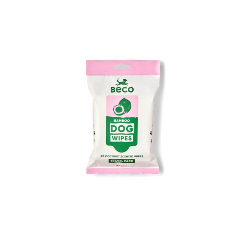 Beco Bamboo Dog Grooming Travel Wipes Coconut Scented 20pk