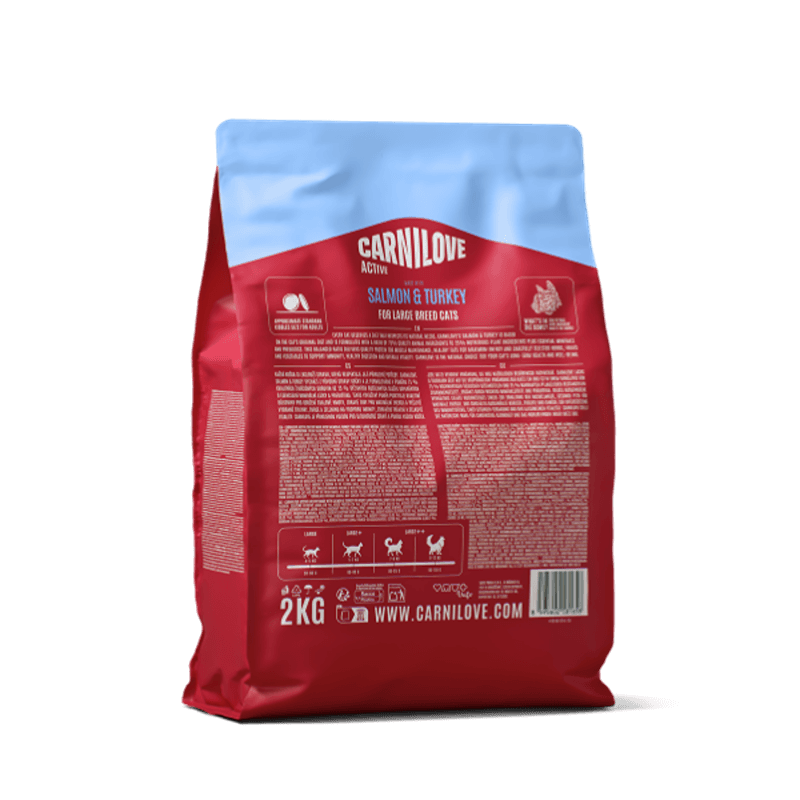 Carnilove Active Salmon & Turkey Cat Food for Large Breeds, 1 bag.