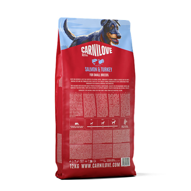 Carnilove Active Salmon & Turkey Small Breed Dog Food, 12kg.