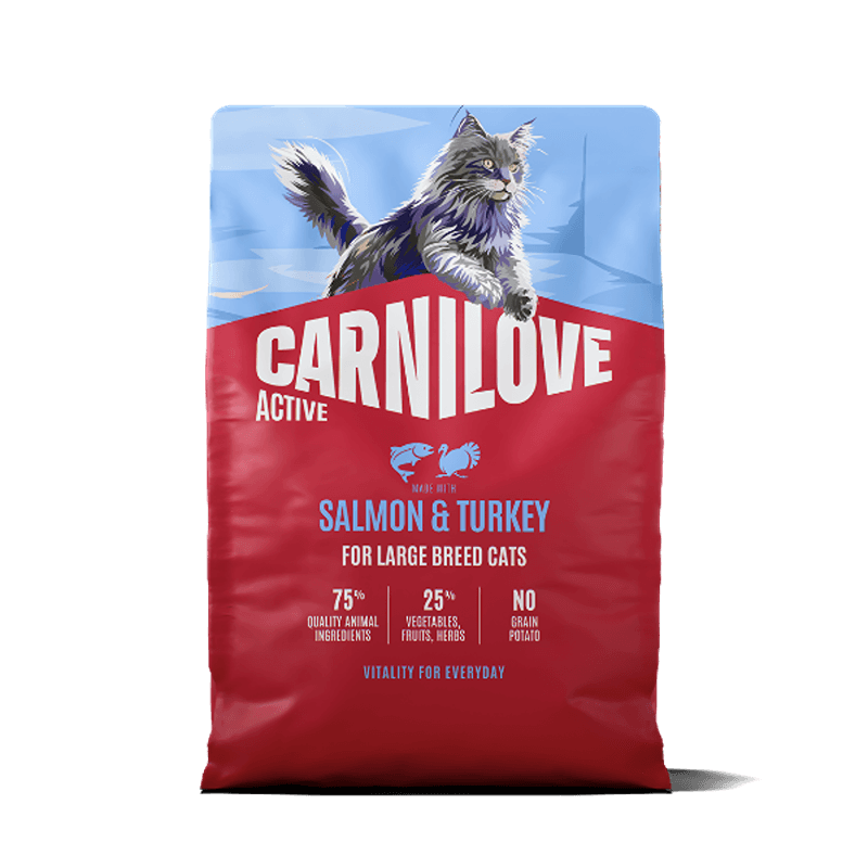Carnilove Active Salmon & Turkey Cat Food for Large Breeds, 1 bag.
