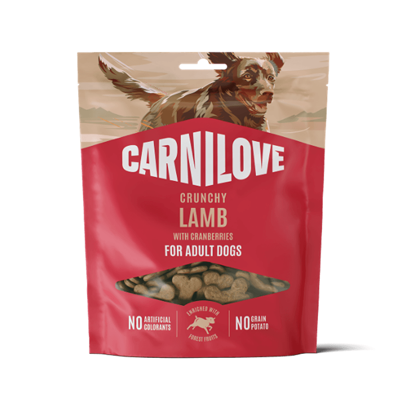 Carnilove Lamb with Cranberries Crunchy Dog Treats 8x200g, grain-free for adult dogs.