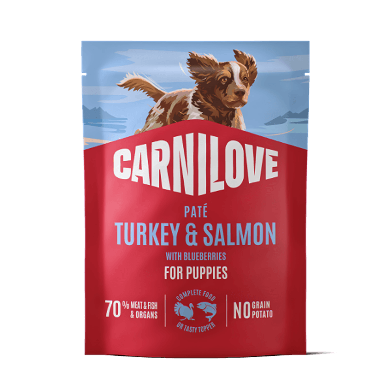 Carnilove Turkey & Salmon with Blueberries Puppy Dog Food Pouch 300g, grain-free.