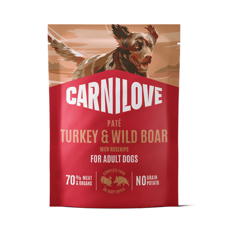 Carnilove Turkey &amp; Wildboar with Rosehips Dog Food Pouch 300g, grain-free wet food for adults.