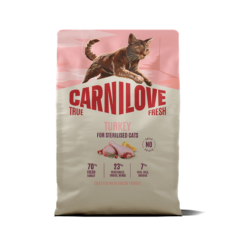 Carnilove True Fresh Turkey Cat Food for sterilised adult cats, grain-free with turkey.