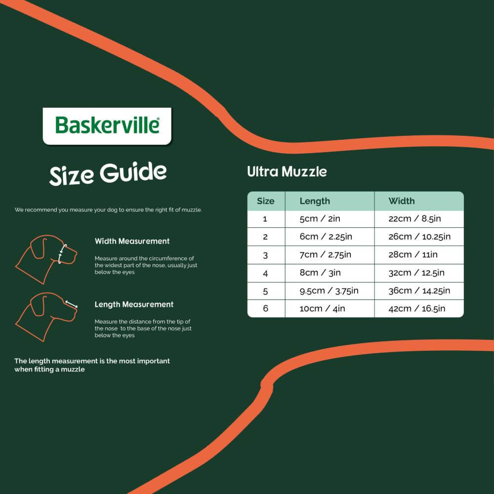 Baskerville dog sale muzzle size chart