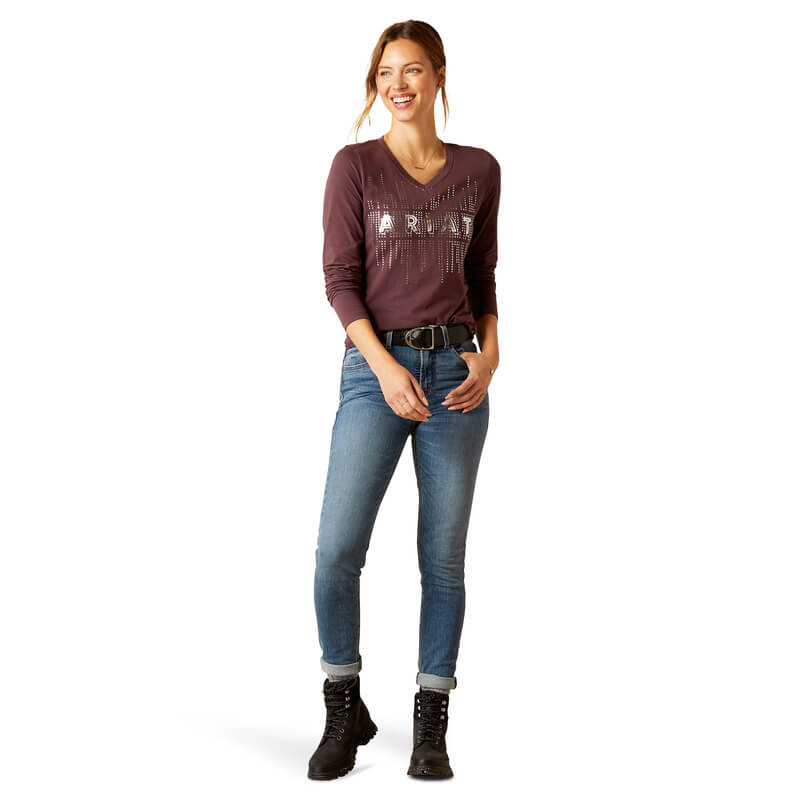 Ariat Womens Glitz LS T-Shirt Huckleberry