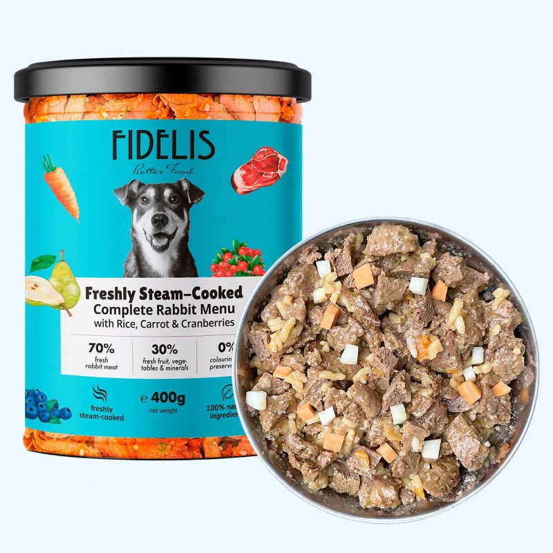 Fidelis Fresh Menu - Rabbit with Brown Rice, Carrot and Cranberries 6x400g