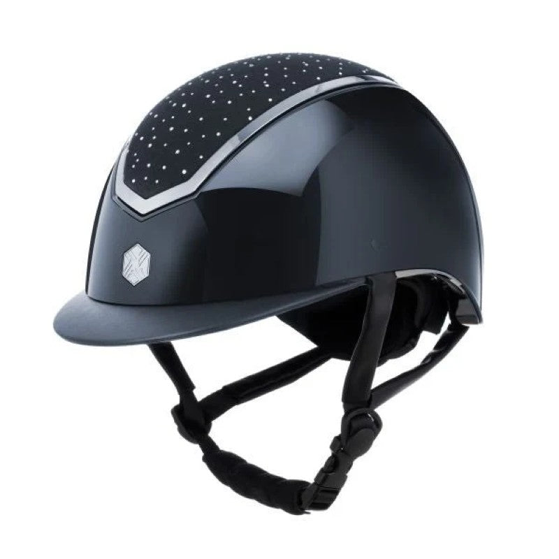 EQX by Charles Owen Kylo Navy Gloss with Silver Standard Peak Riding Helmet