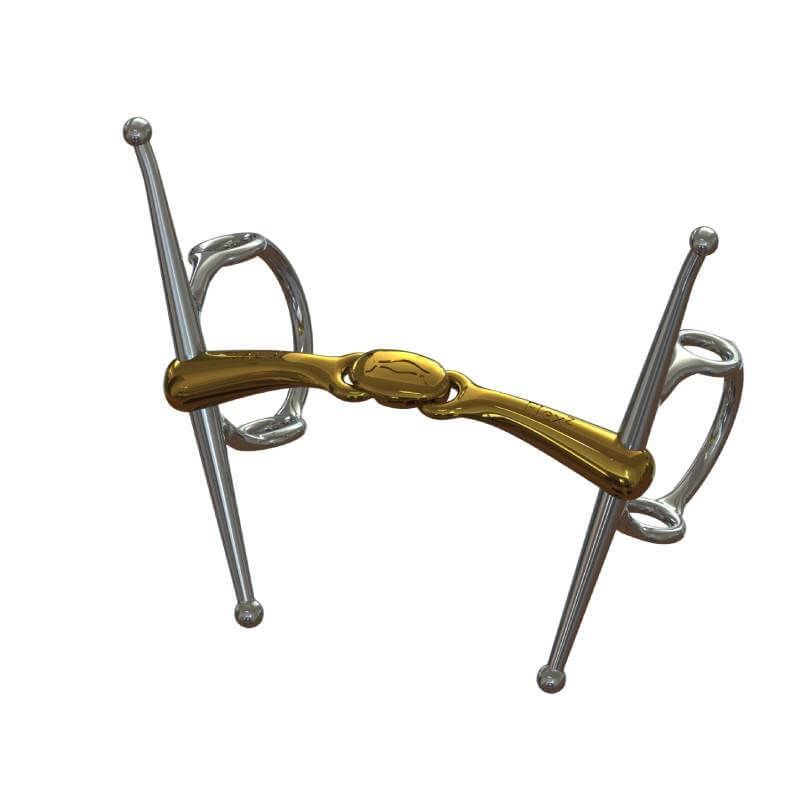 Neue Schule Turtle Top with Flex 16mm Nelson bit with long sides and golden mouthpiece.