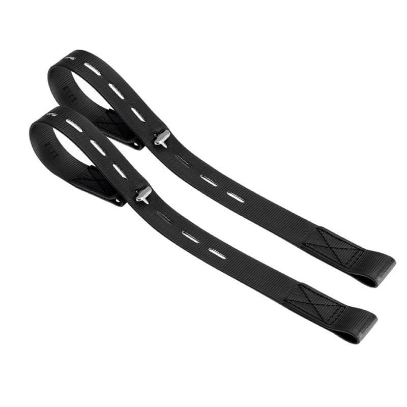 Wintec Kids Webbers Black: Two reinforced black synthetic stirrup leathers for kids' saddle.