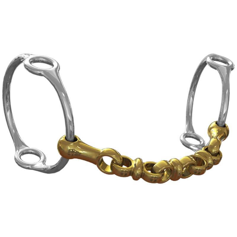 Neue Schule Waterford 14mm Running Lever Balding with silver rings and gold chain mouthpiece.