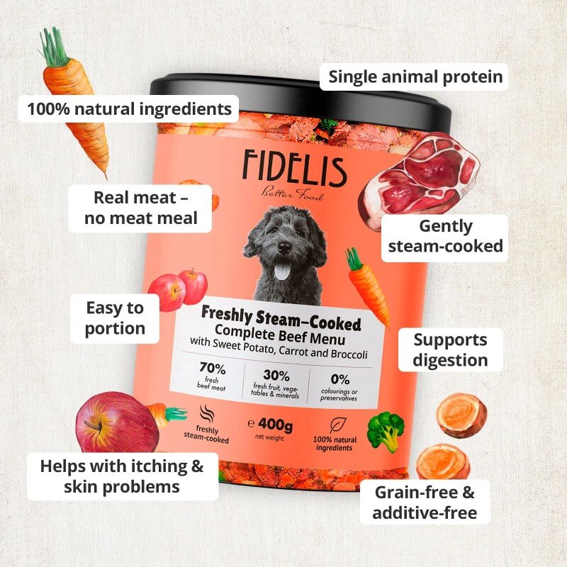 Fidelis Fresh Menu - Beef with Sweet potato, Apple and Broccoli 6x400g